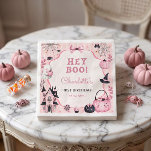 Ghost Pink Pumpkin Girl Birthday Napkins