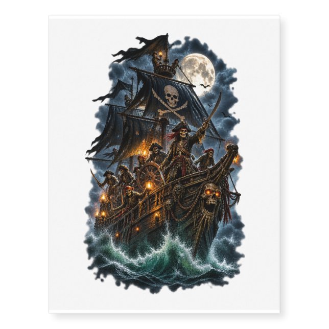 Ghost Pirate Ship  Temporary Tattoos (Front)