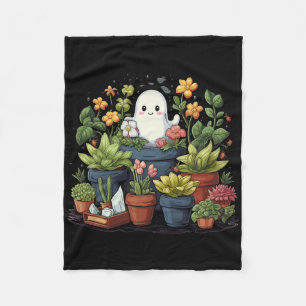 Ghost Plant Lady Halloween Ghostly Gardening Plant Fleece Blanket