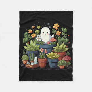 Ghost Plant Lady Halloween Ghostly Gardening Plant Fleece Blanket