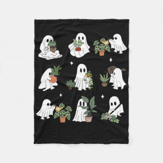 Ghost Plant Lady Retro Halloween Plants Spooky Mom Fleece Blanket