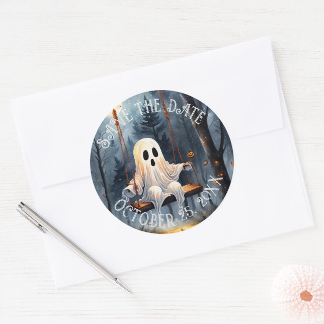 Ghost Play Save The Date Classic Round Sticker (Envelope)