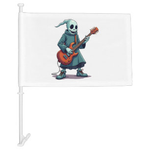 Ghost Playing Guitar � Spooky Music Halloween Tee Car Flag