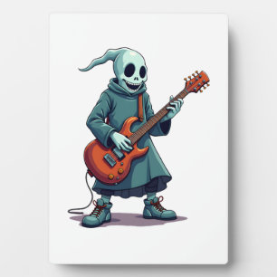 Ghost Playing Guitar � Spooky Music Halloween Tee Plaque