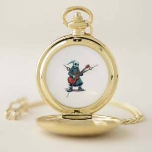 Ghost Playing Guitar – Spooky Music Halloween Tee Pocket Watch