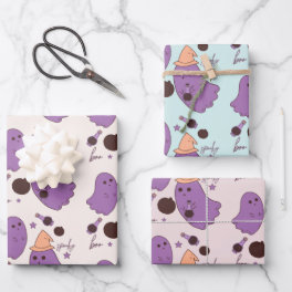 Ghost Potion Spooky Halloween Pattern Wrapping Paper Sheets