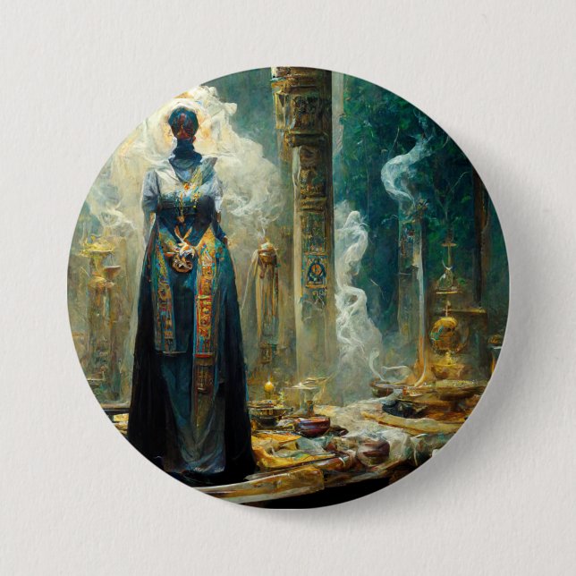 Ghost Priestess Fantasy Button (Front)