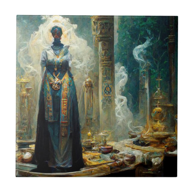 Ghost Priestess Fantasy Ceramic Tile (Front)