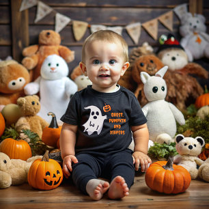 Ghost, pumpkin and diapers on Halloween Baby T-Shirt