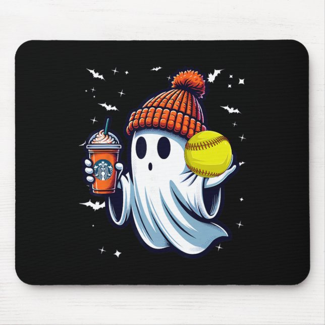 Ghost Pumpkin Drinks Beanie Fall Softll Lovers Hal Mouse Pad (Front)