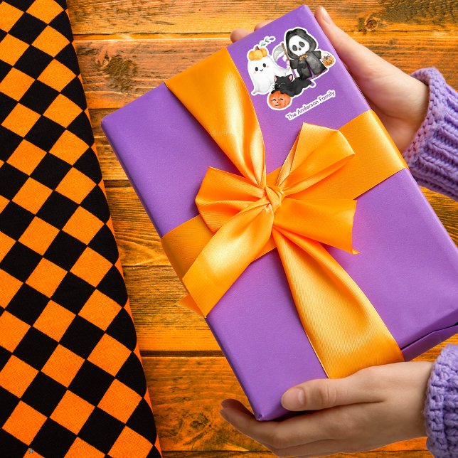 Ghost Pumpkin Grim Reaper Cute Black Cat Halloween Sticker (Creator Uploaded)