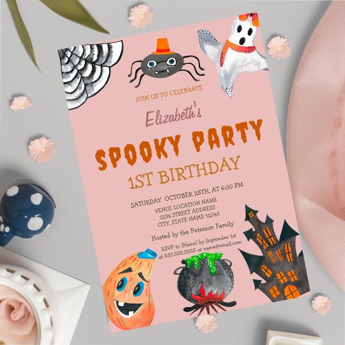 Ghost Pumpkin Halloween Birthday  Invitation