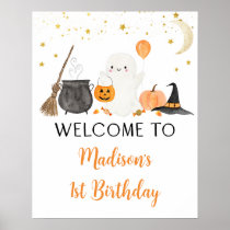 Ghost Pumpkin Halloween Birthday Welcome Poster