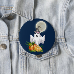 Ghost & Pumpkin Halloween Button