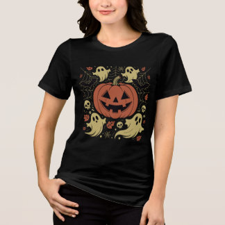 Ghost Pumpkin Halloween Tri-Blend Shirt