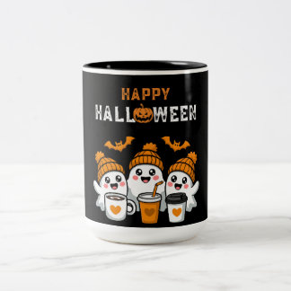 Ghost Pumpkin Halloween Two-Tone Coffee Mug