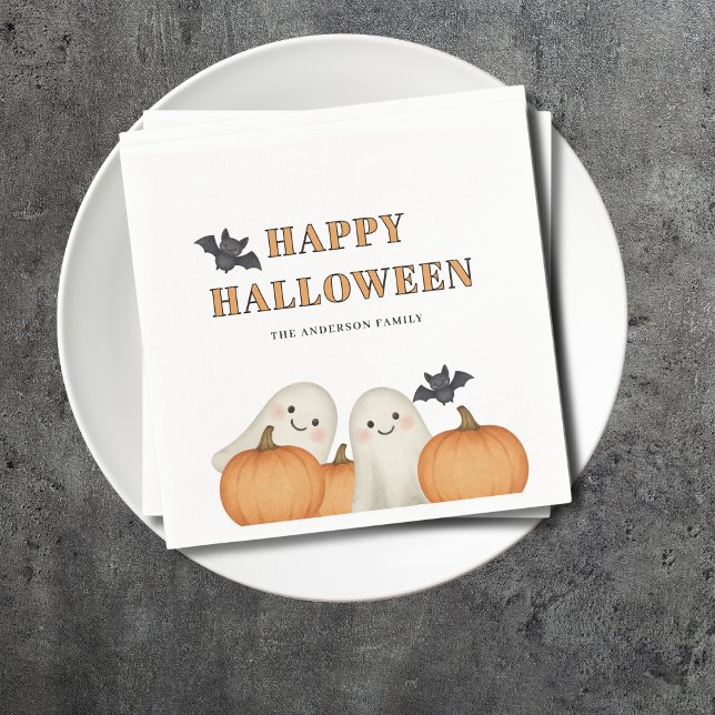 Ghost Pumpkin Personalized Halloween Party  Napkins (Creator Uploaded)