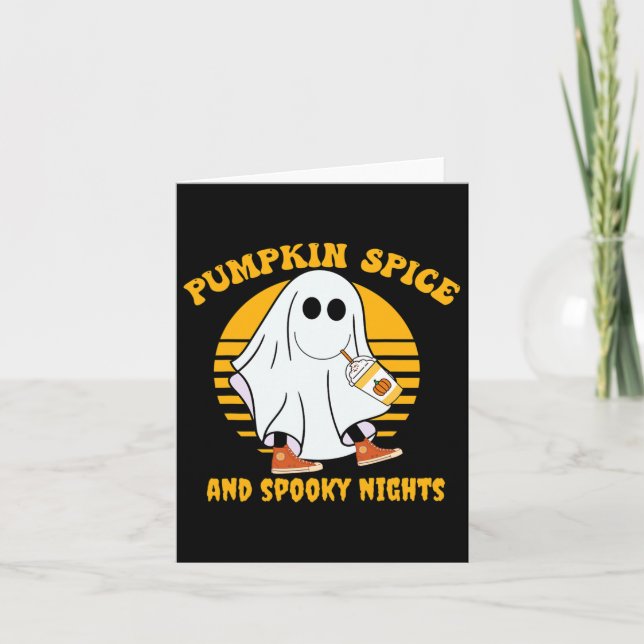 Ghost Pumpkin Spice Latte Fall Vibe Halloween Spoo Card (Front)