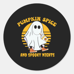 Ghost Pumpkin Spice Latte Fall Vibe Halloween Spoo Classic Round Sticker