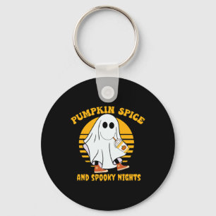 Ghost Pumpkin Spice Latte Fall Vibe Halloween Spoo Keychain