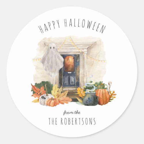 Ghost  Pumpkins  Happy Halloween Treat Classic Round Sticker