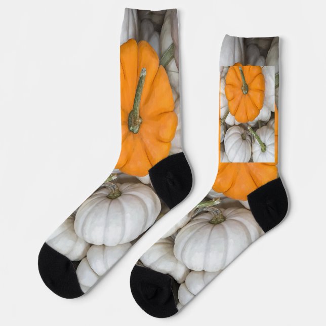Ghost Pumpkins with a sneaky orange one  Socks (Left)