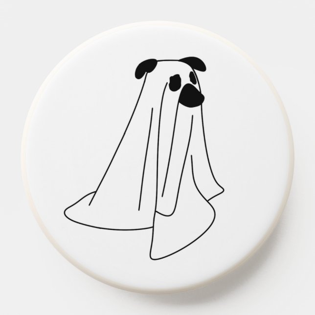 Ghost Pup Line Art – Minimalist Pet Halloween PopSocket (Popsocket)