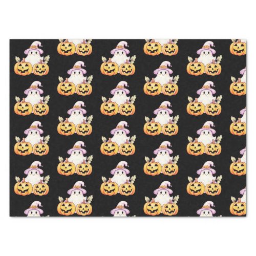 Ghost Purple Witches Hat Pumpkin Pattern Halloween Tissue Paper