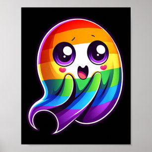 Ghost Rainbow Gay Pride Funny  Poster