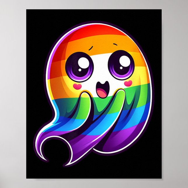 Ghost Rainbow Gay Pride Funny  Poster (Front)
