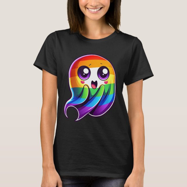 Ghost Rainbow Gay Pride Funny  T-Shirt (Front)