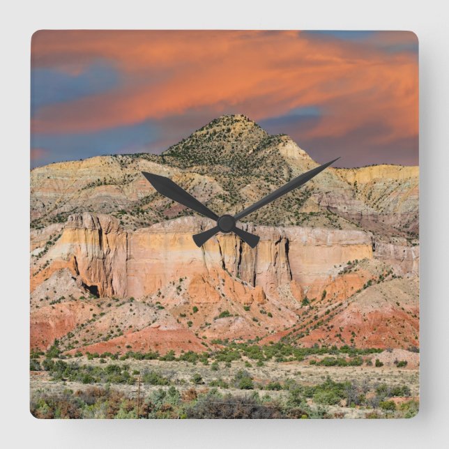 Ghost Ranch Mountain Pastels Square Wall Clock (Front)