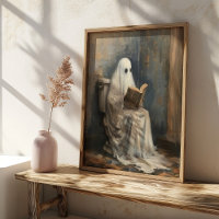 Ghost Reading a Book Vintage Halloween Bathroom