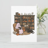 Ghost Reading Book Cat lover Halloween (Standing Front)