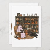 Ghost Reading Book Cat lover Halloween (Front/Back)