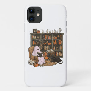 Ghost Reading Book Cat lover Halloween iPhone 11 Case