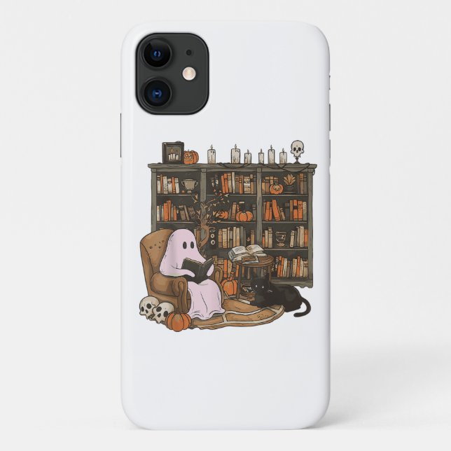 Ghost Reading Book Cat lover Halloween  Case-Mate iPhone Case (Back)