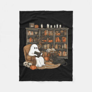 Ghost Reading Book Lovers Library Halloween Spooky Fleece Blanket