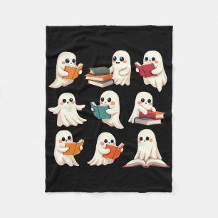 Ghost Reading Books Halloween Books Lover Teacher Fleece Blanket