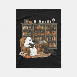 Ghost Reading Books Librarian Teacher Halloween Fleece Blanket