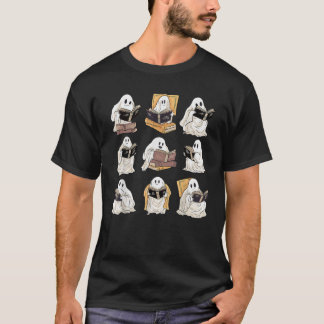 Ghost Reading Books Teacher Librarian Bookish Hall T-Shirt