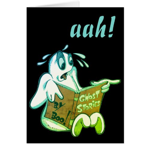 Ghost Reading Ghost Stories Halloween Card