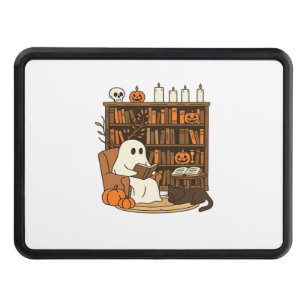 Ghost Reading in Cozy Halloween Library Classic T- Hitch Cover