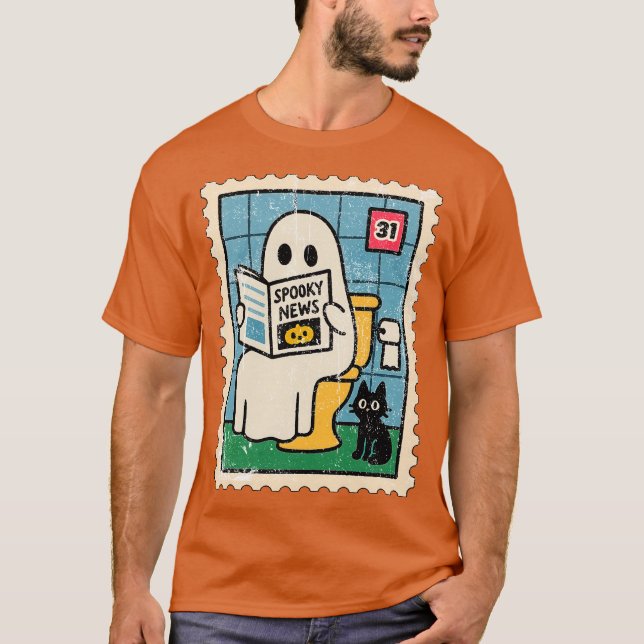 Ghost Reading Newspaper T-Shirt (Front)