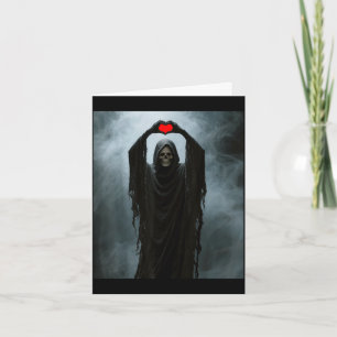 Ghost red heart hand scary face horror poster card