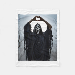 Ghost Red Heart Hands Y Face Halloween Valentines Fleece Blanket