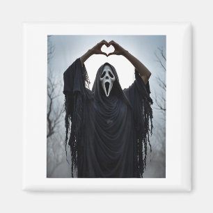 Ghost Red Heart Hands Y Face Halloween Valentines  Magnet