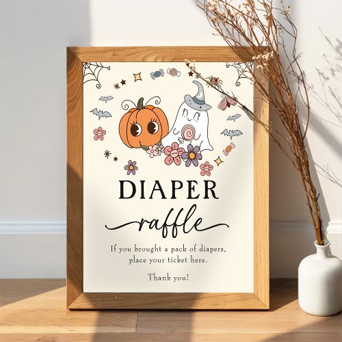 Ghost Retro Diaper Raffle Baby Shower Game Sign