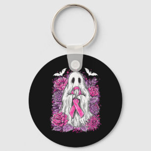 Ghost Ribbon Breast Cancer Awareness Halloween Flo Keychain