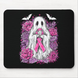 Ghost Ribbon Breast Cancer Awareness Halloween Flo Mouse Pad